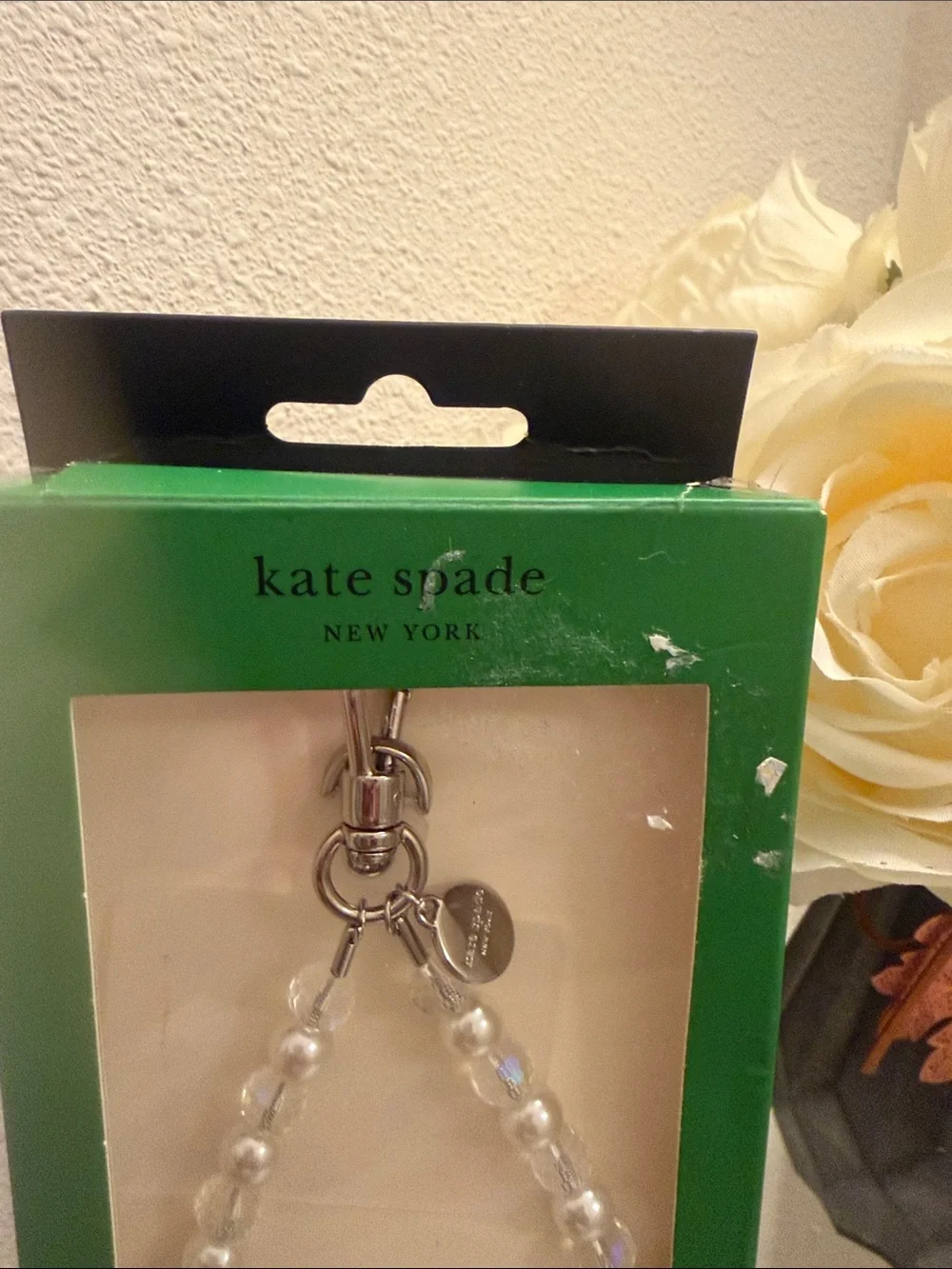 kate spade white pearl & crystal phone charm